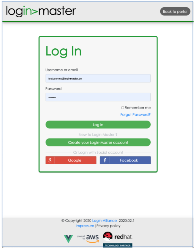 Section2 P1 DefaultLoginMaskForTheDemoPortal